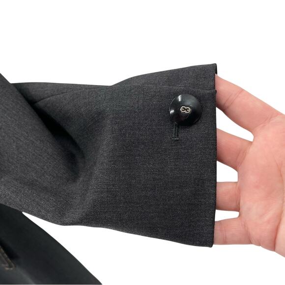 Escada Margaretha Ley Wool Contrast Stitch Denim Look Gray 2 Button Blazer US 12 - Picture 5 of 10